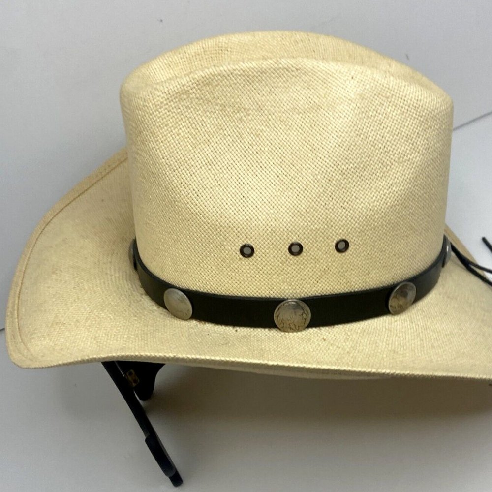 Scott Colburn Saddlery Cowboy Hat Genuine Shantung Buffalo Nickle Band 6-7/8